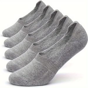 5 Pairs of Ultra-Comfortable Mens Solid No-Show Socks