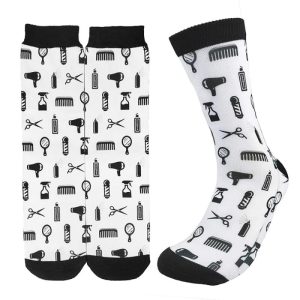 Barber-Themed Men's Mid-Calf Socks