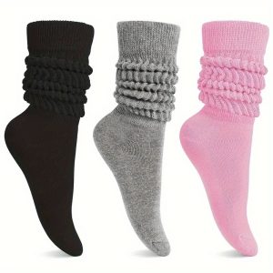 3 Pairs of Ultra-Soft, Warm, and Comfy Solid Slouchy Socks