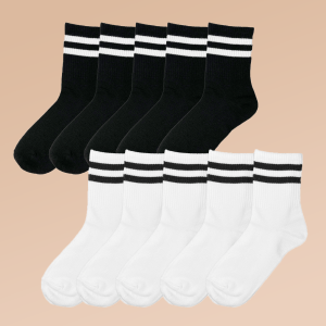 10-Pair Value Pack of Women's Cotton Striped Ankle Socks