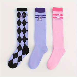 3 Pairs of Whimsical Girl's Cartoon Knee High Socks