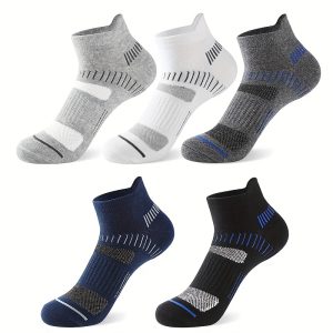 5 Pairs of Premium Men's Stripe Patterned Cotton Athletic Socks