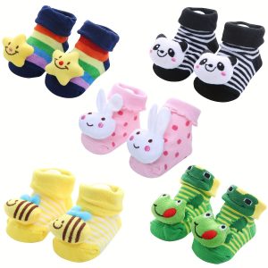 1 Pair of Adorable Cartoon Animal Pattern Soft Breathable Baby Girl Crew Socks