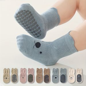 5 Pairs of Soft, Breathable Baby Floor Socks with Grips