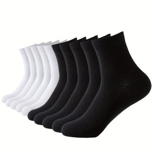 10 Pairs Of Women's Simple Breathable Student Sports Running All-match Mid-tube Cotton Socks