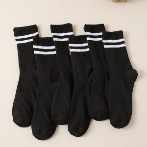 6 Pairs of Comfortable Striped Crew Socks