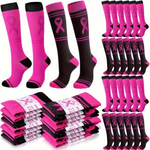 48 Pairs of Breast Cancer Awareness Knee-High Socks